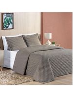 Kit cobre leito colcha vênus king dupla face micropercal 200 fios liso 3 peças - bege