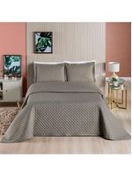 Kit cobre leito colcha vênus king dupla face micropercal 200 fios liso 3 peças - bege