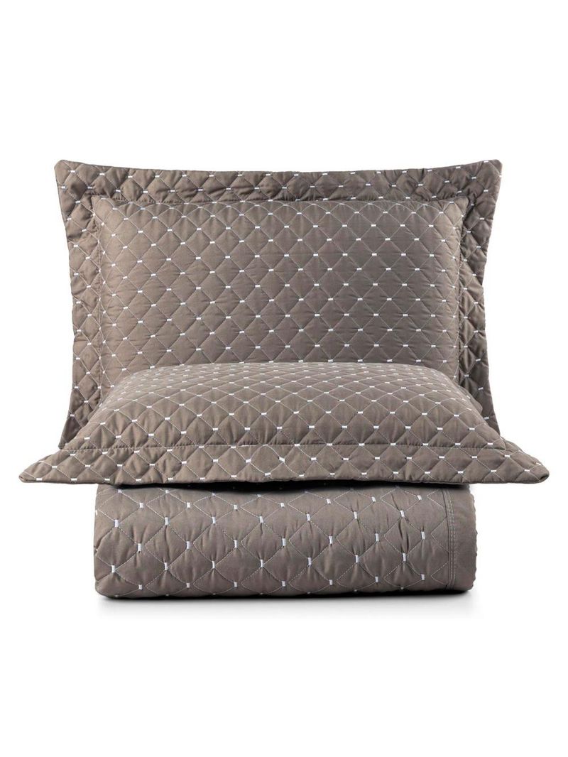 Kit cobre leito colcha vênus king dupla face micropercal 200 fios liso 3 peças - bege