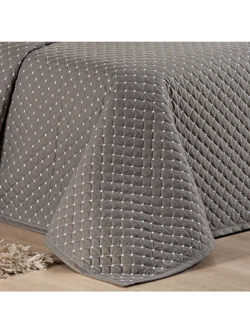 Kit cobre leito colcha vênus king dupla face micropercal 200 fios liso 3 peças - bege