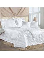 Kit cobre leito colcha fascínio queen cetim c/ tule de pérola 10 peças - branco