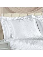 Kit cobre leito colcha fascínio queen cetim c/ tule de pérola 10 peças - branco