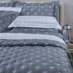 Kit cobre leito colcha garland queen 100% algodão 400 fios acetinado bordado 5 peças - cinza escuro