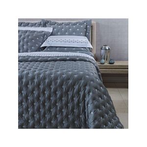 Kit cobre leito colcha garland queen 100% algodão 400 fios acetinado bordado 5 peças - cinza escuro