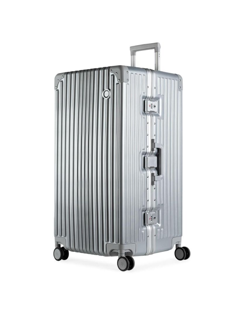 Mala de viagem grande ultra ampla policarbonato 4 rodas kyoto trunk prata