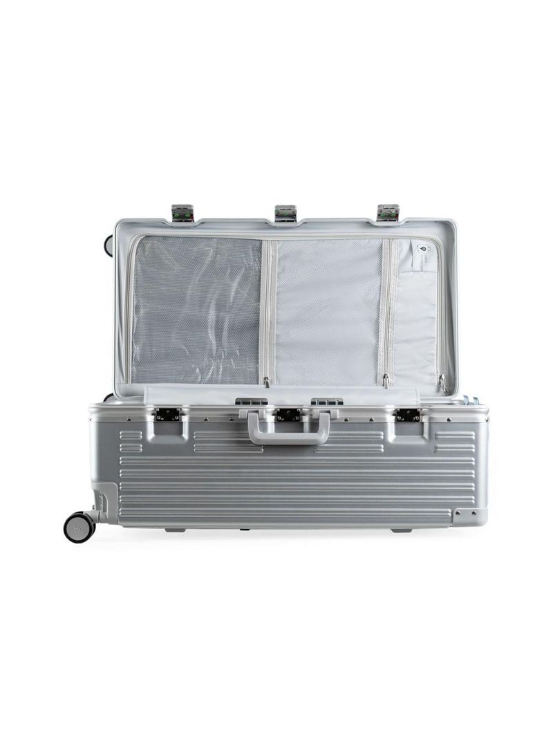 Mala de viagem grande ultra ampla policarbonato 4 rodas kyoto trunk prata