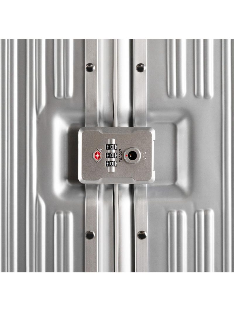 Mala de viagem grande ultra ampla policarbonato 4 rodas kyoto trunk prata