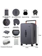 Mala de viagem grande 32 kg policarbonato 4 rodas bahamas trunk cinza escuro