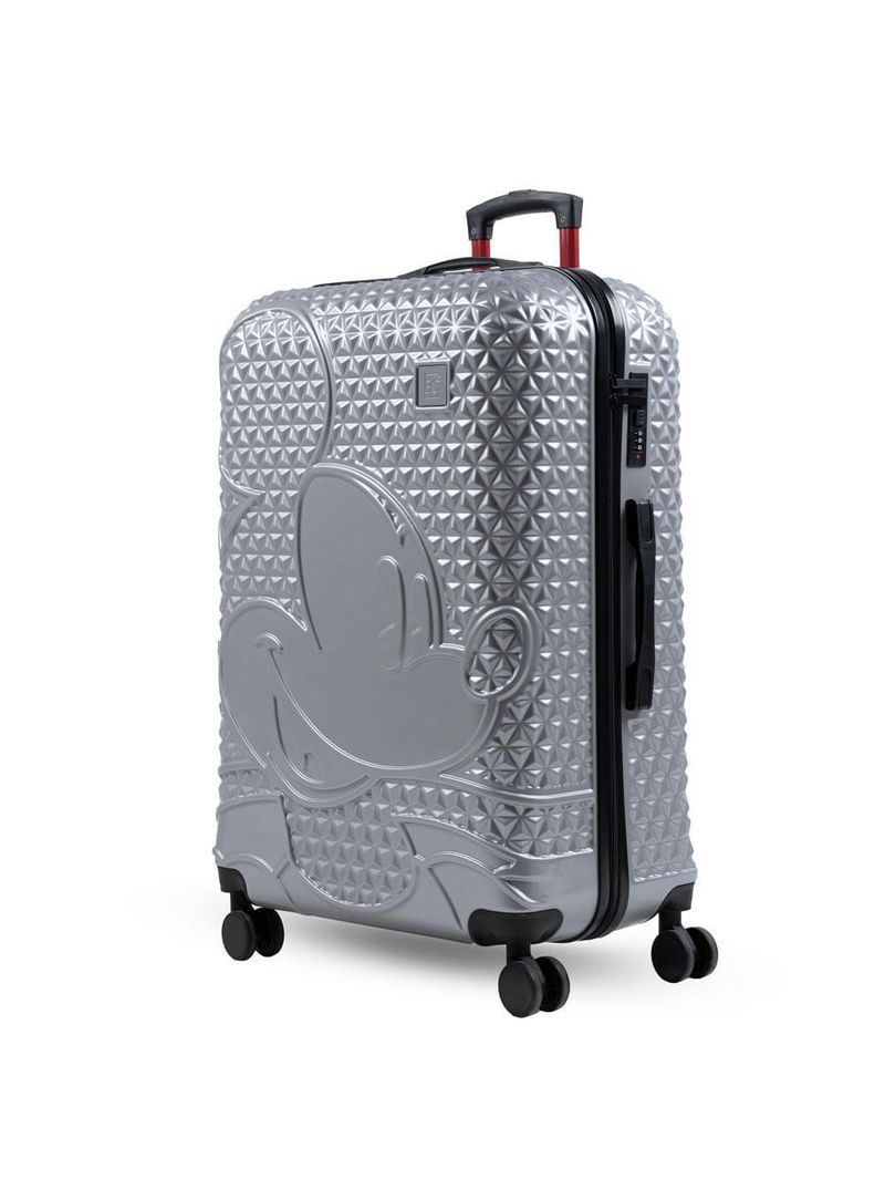 Mala de viagem grande 32 kg abs 4 rodas mickey epcot prata