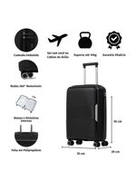 Mala de bordo de polipropileno 4 rodas malta preto