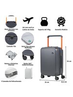 Mala de bordo policarbonato 4 rodas bahamas cinza escuro