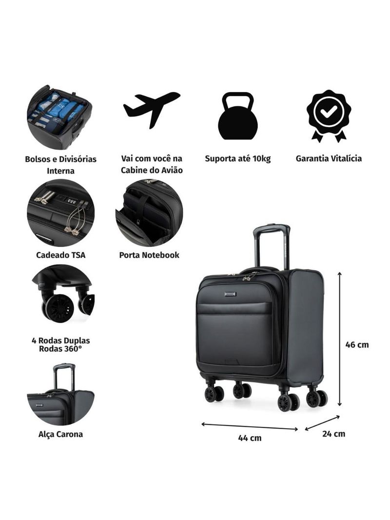 Mala briefcase advanced preta