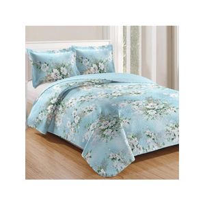 Kit cobre leito colcha mix queen estampado dupla face floral 3 peças - yasmin