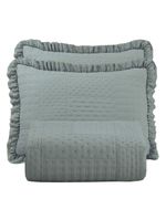 Kit cobre leito colcha maison king c/ babado percal 300 fios 3 peças - cinza