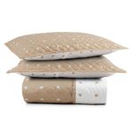 Kit cobre leito colcha meggy poá king dupla face micropercal 200 fios 3 peças - bege