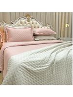 Kit cobre leito colcha perone queen dupla face toque de pluma micro percal 300 fios 3 peças - rosê