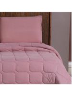 Kit cobre leito colcha livorno solteiro acolchoado fofo macio malha 100% algodão 2 peças - rosê