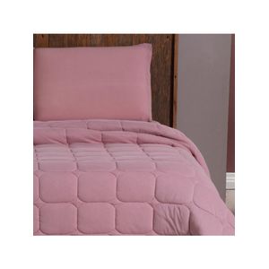 Kit cobre leito colcha livorno solteiro acolchoado fofo macio malha 100% algodão 2 peças - rosê