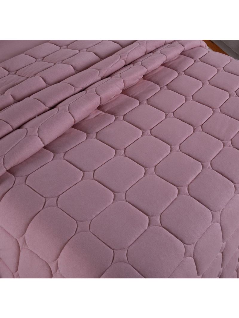 Kit cobre leito colcha livorno solteiro acolchoado fofo macio malha 100% algodão 2 peças - rosê