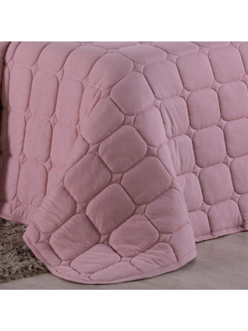 Kit cobre leito colcha livorno solteiro acolchoado fofo macio malha 100% algodão 2 peças - rosê