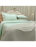 Kit cobre leito colcha perone king dupla face toque de pluma micro percal 300 fios 3 peças - verde tifany