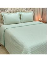 Kit cobre leito colcha perone king dupla face toque de pluma micro percal 300 fios 3 peças - verde tifany