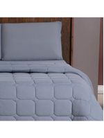 Kit cobre leito colcha livorno queen acolchoado fofo macio malha 100% algodão 3 peças - cinza