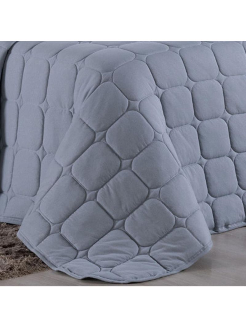 Kit cobre leito colcha livorno solteiro acolchoado fofo macio malha 100% algodão 2 peças - cinza