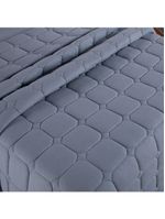 Kit cobre leito colcha livorno solteiro acolchoado fofo macio malha 100% algodão 2 peças - cinza