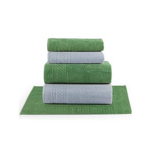 Jogo de banho lummi toalhas macias 100% algodão fio penteado 5 peças verde e cinza