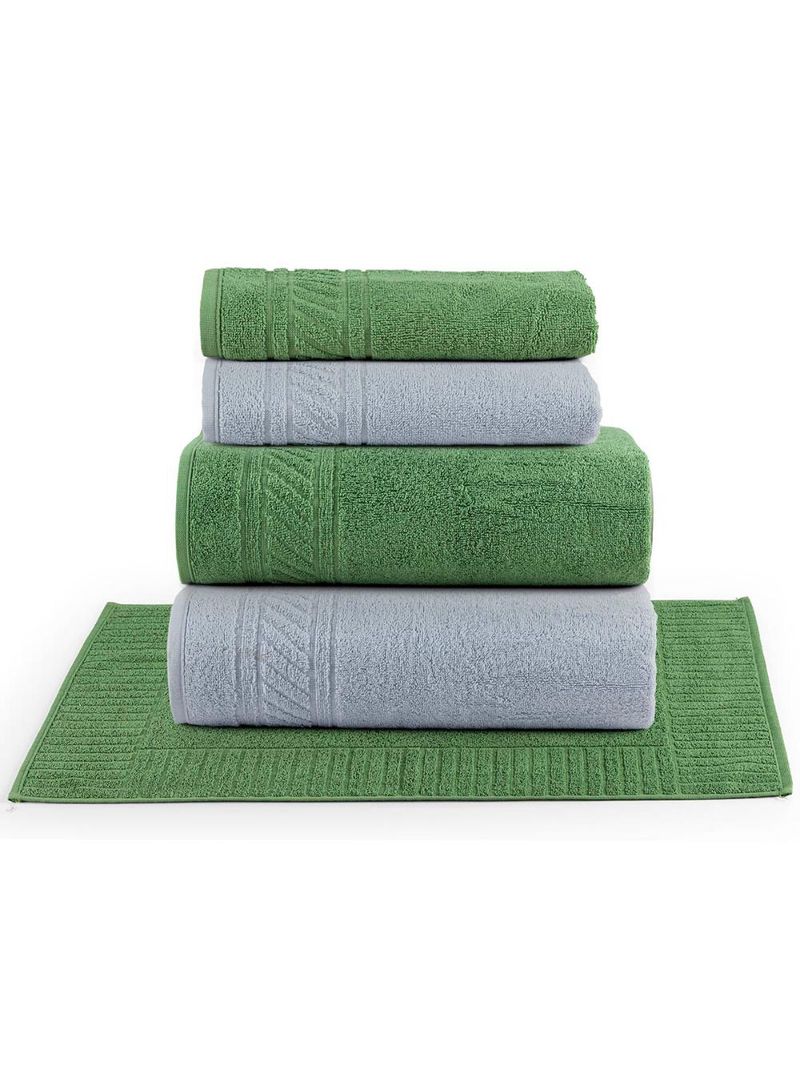 Jogo de banho lummi toalhas macias 100% algodão fio penteado 5 peças verde e cinza