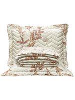 Kit cobre leito colcha classics queen dupla face percal 300 fios estampado 3 peças - flores damasco - palha