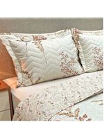 Kit cobre leito colcha classics queen dupla face percal 300 fios estampado 3 peças - flores damasco - palha