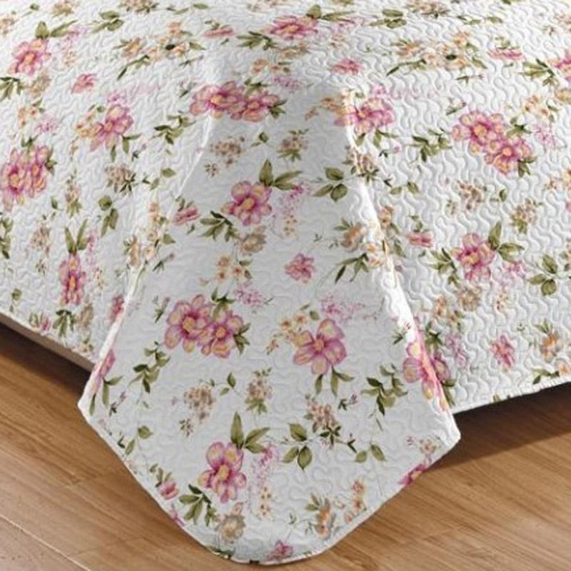 Kit cobre leito colcha mix queen estampado dupla face floral 3 peças - nádia