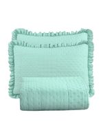 Kit cobre leito colcha maison casal padrão c/ babado percal 300 fios 3 peças - verde menta