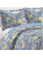 Kit cobre leito colcha mix queen estampado dupla face floral 3 peças - leona