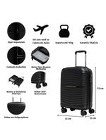 Mala de bordo de polipropileno 4 rodas hong kong cinza