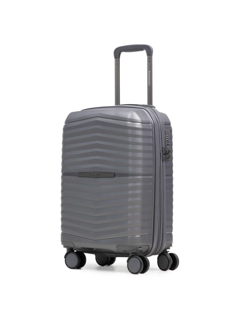 Mala de bordo de polipropileno 4 rodas hong kong cinza