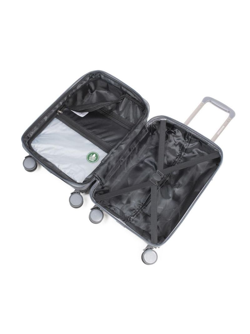 Mala de bordo de polipropileno 4 rodas hong kong cinza