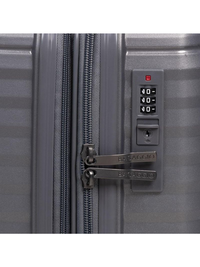 Mala de bordo de polipropileno 4 rodas hong kong cinza