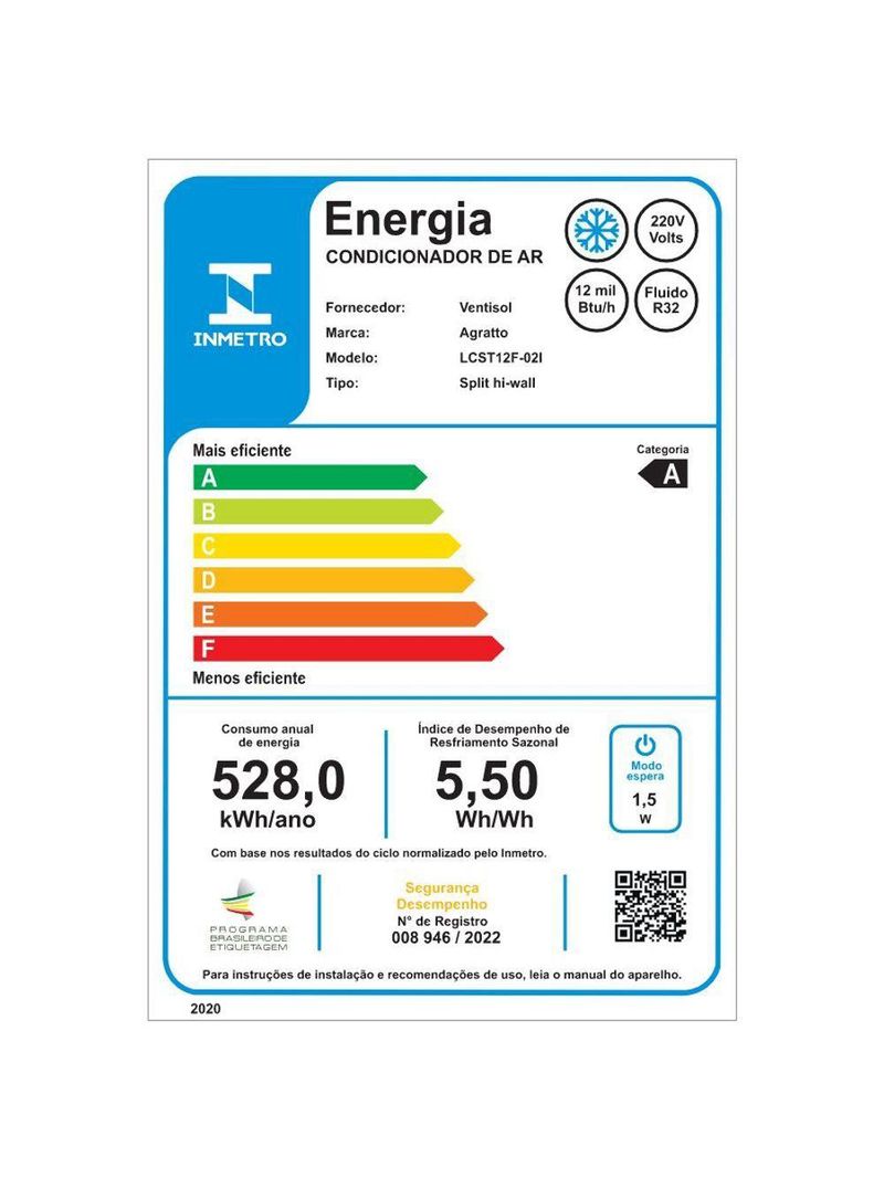 Ar Condicionado Split Neo Inverter Agratto - 12000 Btus - 220V