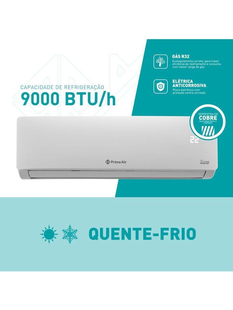 Ar Condicionado Split 9000 BTU/h Prime Air 9QC Quente E Frio 220V