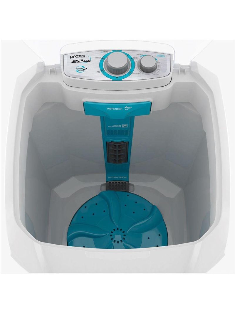 Máquina De Lavar Roupas Praxis Tanquinho Semiautomático Inverter 22kg LRSP22 Branca 110V