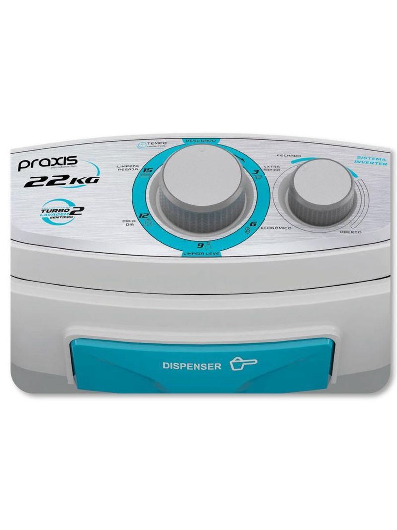 Máquina De Lavar Roupas Praxis Tanquinho Semiautomático Inverter 22kg LRSP22 Branca 110V