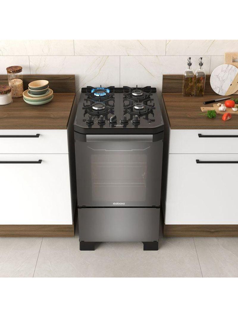 Fogão Itatiaia Itamaster 4 Bocas Preto/Reflecta Bivolt