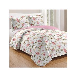 Kit cobre leito colcha mix king estampado dupla face floral 3 peças - nádia