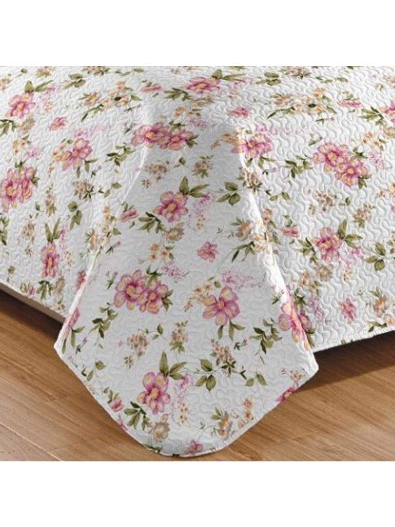 Kit cobre leito colcha mix king estampado dupla face floral 3 peças - nádia