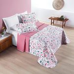 Kit cobre leito colcha celi king dupla face micropercal 200 fios 3 peças bothanica floral rosa