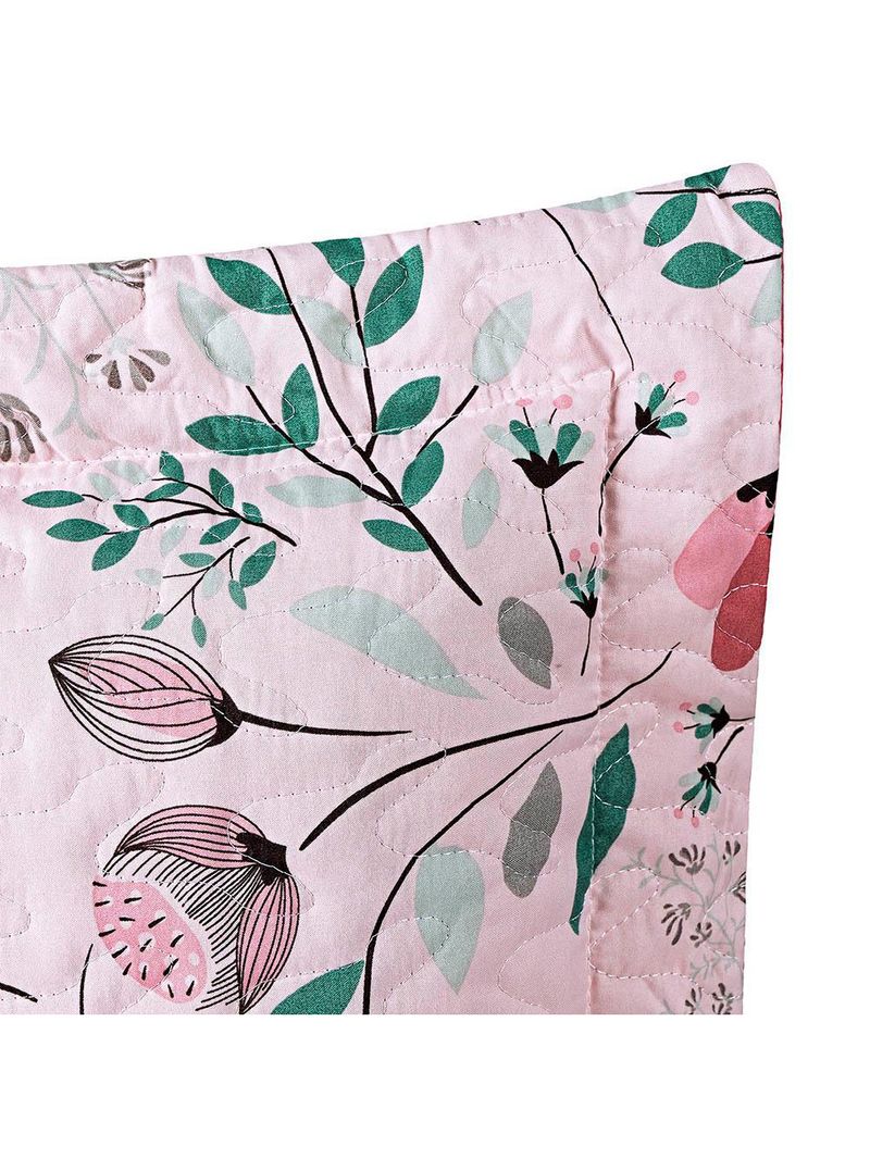 Kit cobre leito colcha celi king dupla face micropercal 200 fios 3 peças bothanica floral rosa