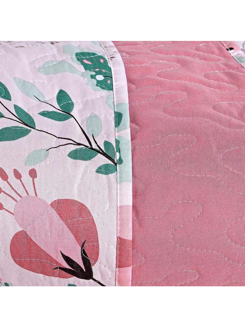 Kit cobre leito colcha celi king dupla face micropercal 200 fios 3 peças bothanica floral rosa